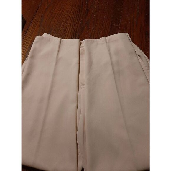 Size 14 Worthington Essential Cream Pleated Leg Rear Elastic Waist Trouser Pants - Picture 3 of 7